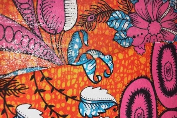 ORANGE FLOWER GARDEN  Osikani Stoff